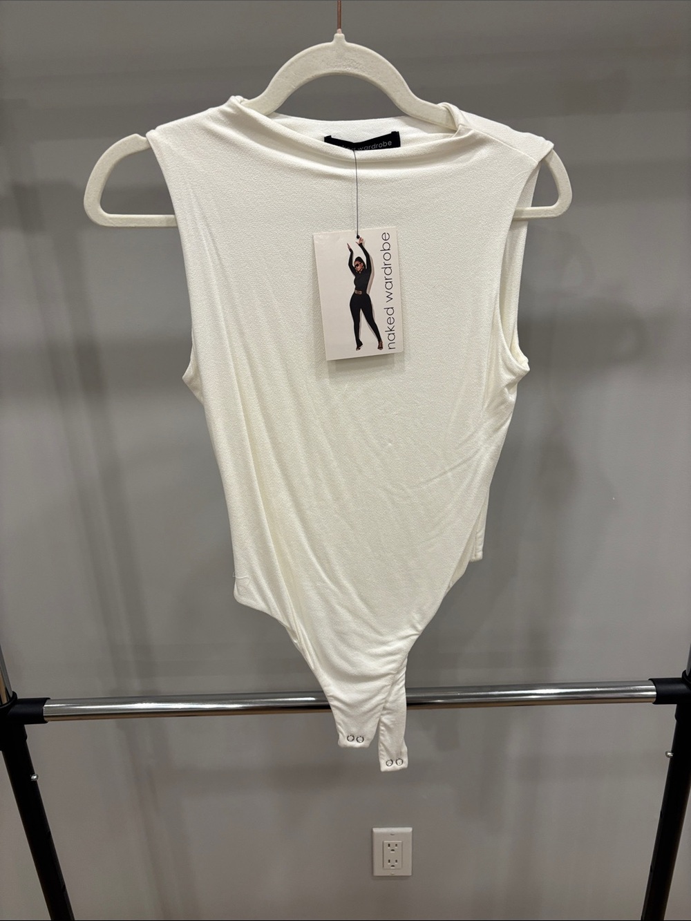 naked wardrobe White Sleeveless High-Neck Bodysuit